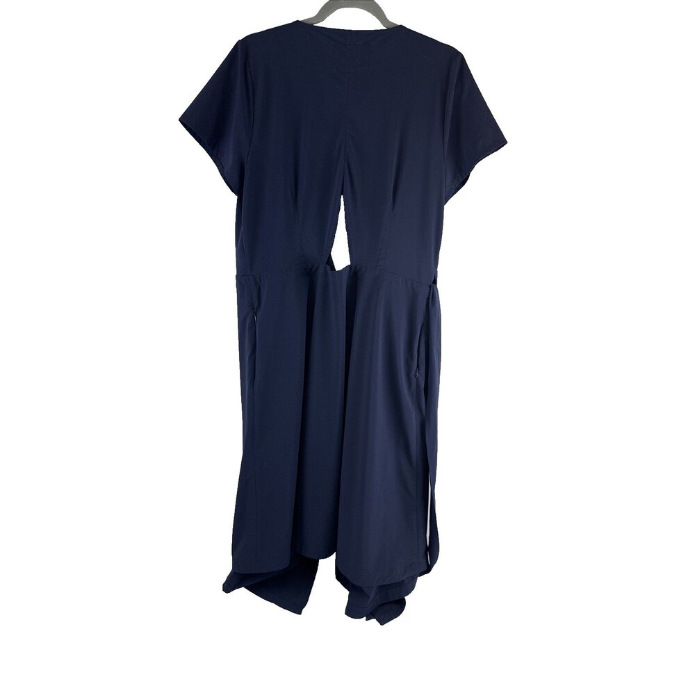 The Kosan Go Travel Wrap Dress Navy Short Sleeves Zip Pocket Adjustable Women XL - Picture 10 of 16